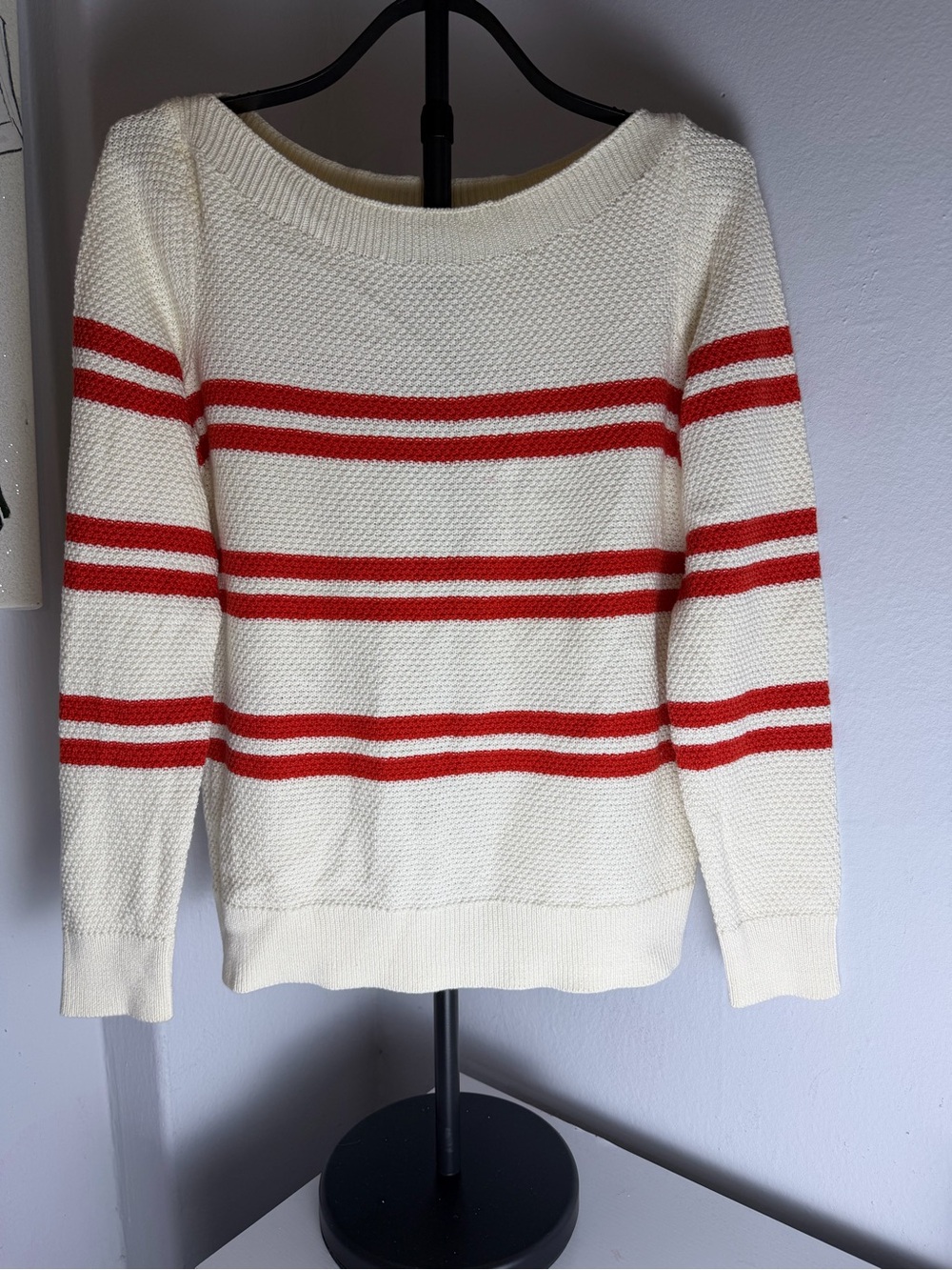 Banana Republic Cream Sweater with Red Stripes